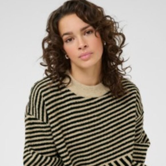 NWT KAFFE crow neck sweater col Feather Gray Melange / Black size large - Picture 6 of 10